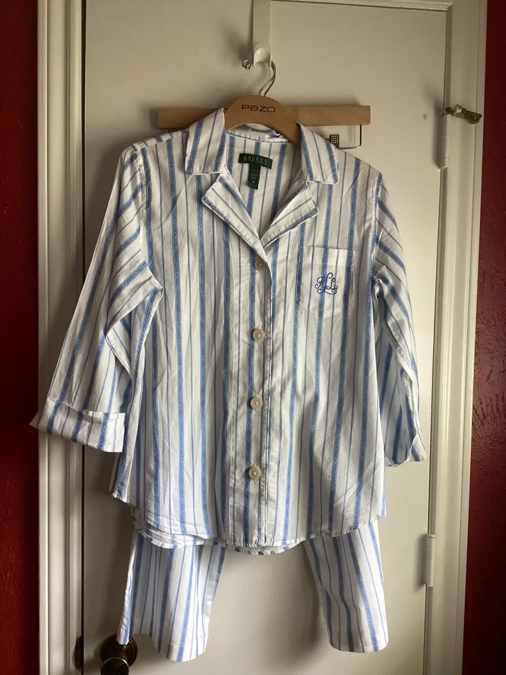 Ralph Lauren Blue and White Striped Ladies’ Pajama Set